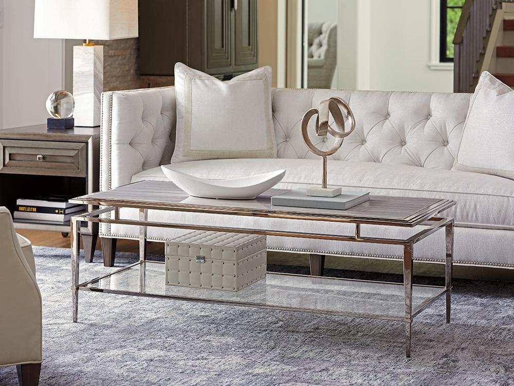 Lexington - Ariana Athene Rectangular Cocktail Table In Platinum Finish Frame And Silver White Marble Top - 732-945C veiw 2