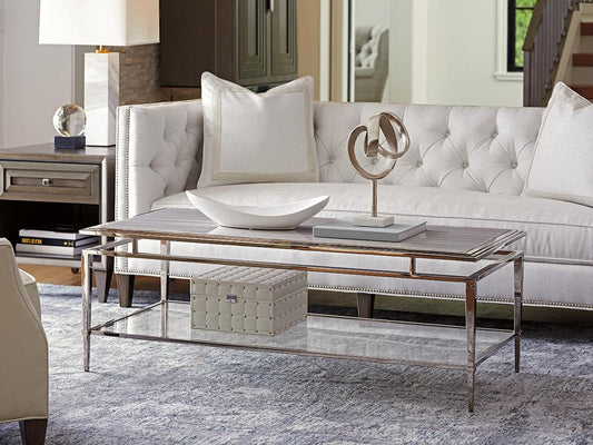 Lexington - Ariana Athene Rectangular Cocktail Table In Platinum Finish Frame And Silver White Marble Top - 732-945C veiw 2