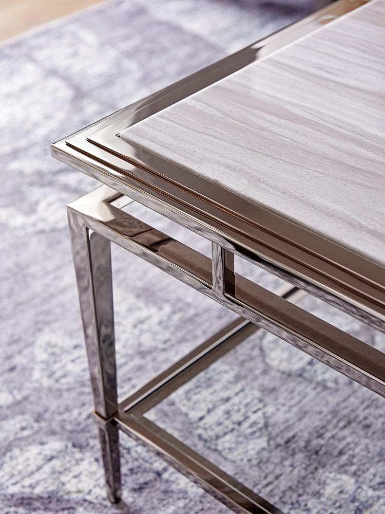 Lexington - Ariana Athene Rectangular Cocktail Table In Platinum Finish Frame And Silver White Marble Top - 732-945C veiw 4