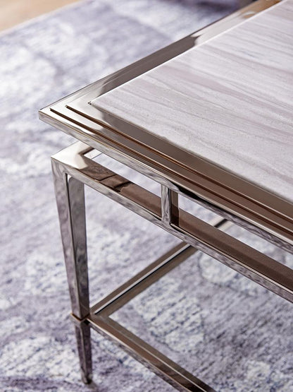 Lexington - Ariana Athene Rectangular Cocktail Table In Platinum Finish Frame And Silver White Marble Top - 732-945C veiw 4
