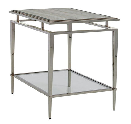 Lexington - Ariana Athene Rectangular End Table In Platinum Finish Frame And Silver White Marble Top - 732-955C veiw 1