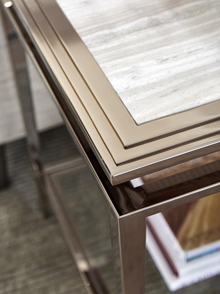 Lexington - Ariana Athene Rectangular End Table In Platinum Finish Frame And Silver White Marble Top - 732-955C veiw 4