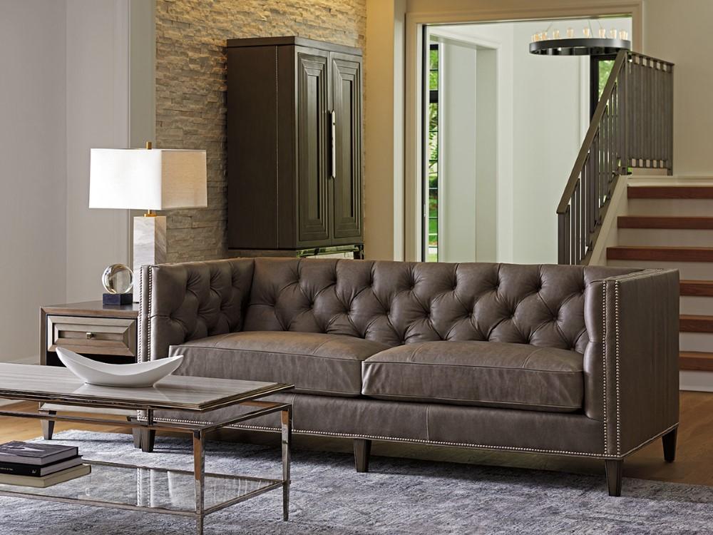 Lexington - Ariana Camille Leather Sofa Gray - LL7569-33-40 veiw 3