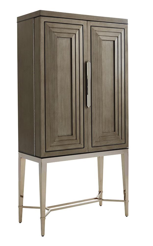 Lexington - Ariana Cheval Two Door Bar Cabinet In Platinum Finished Base And Rich Gray Finish - 732-961C veiw 1