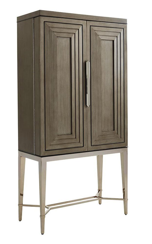 Lexington - Ariana Cheval Two Door Bar Cabinet In Platinum Finished Base And Rich Gray Finish - 732-961C veiw 1