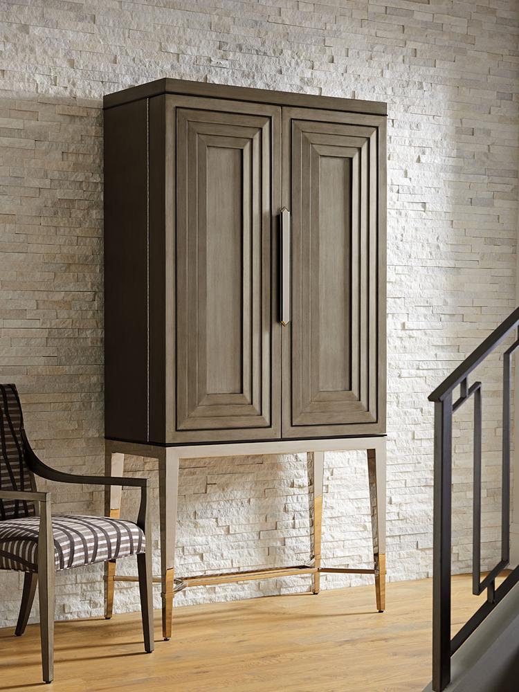 Lexington - Ariana Cheval Two Door Bar Cabinet In Platinum Finished Base And Rich Gray Finish - 732-961C veiw 2