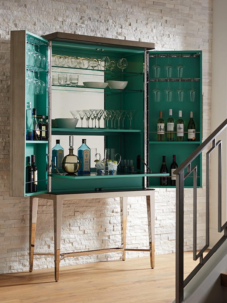 Lexington - Ariana Cheval Two Door Bar Cabinet In Platinum Finished Base And Rich Gray Finish - 732-961C veiw 4