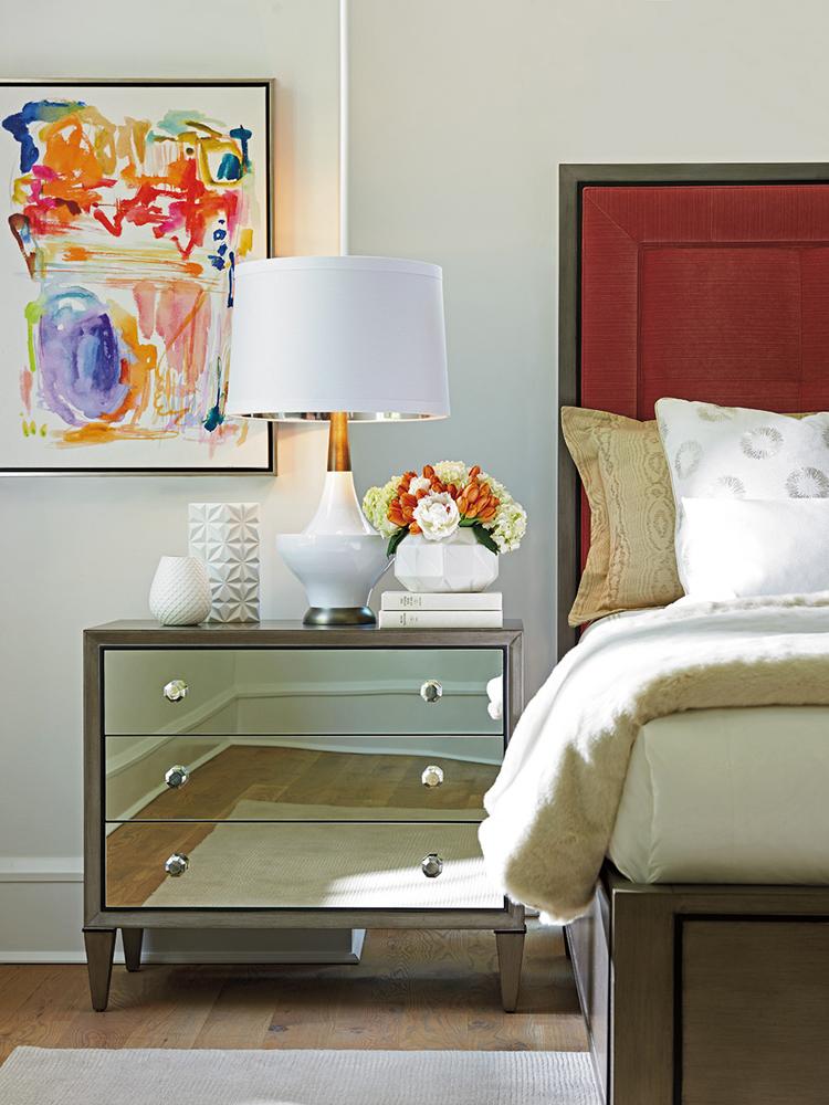 Lexington - Ariana Divonne Three Mirrored Drawer Nightstand In Rich Gray Finish - 732-621 veiw 2