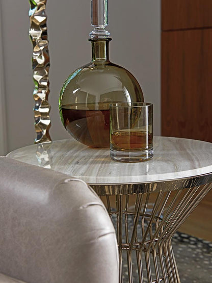 Lexington - Ariana Martini Round Accent Table In Platinum Finish Frame And Silver White Marble Top - 732-950C veiw 4