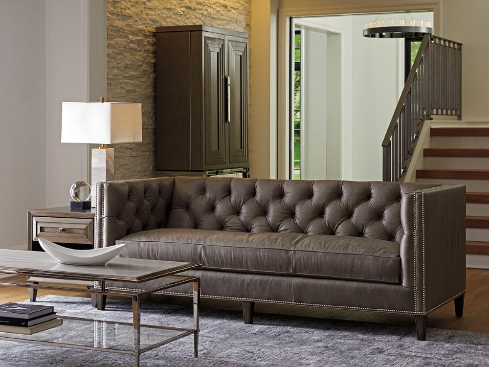 Lexington - Ariana Monaco Leather Sofa Gray - LL7567-33-40 veiw 3