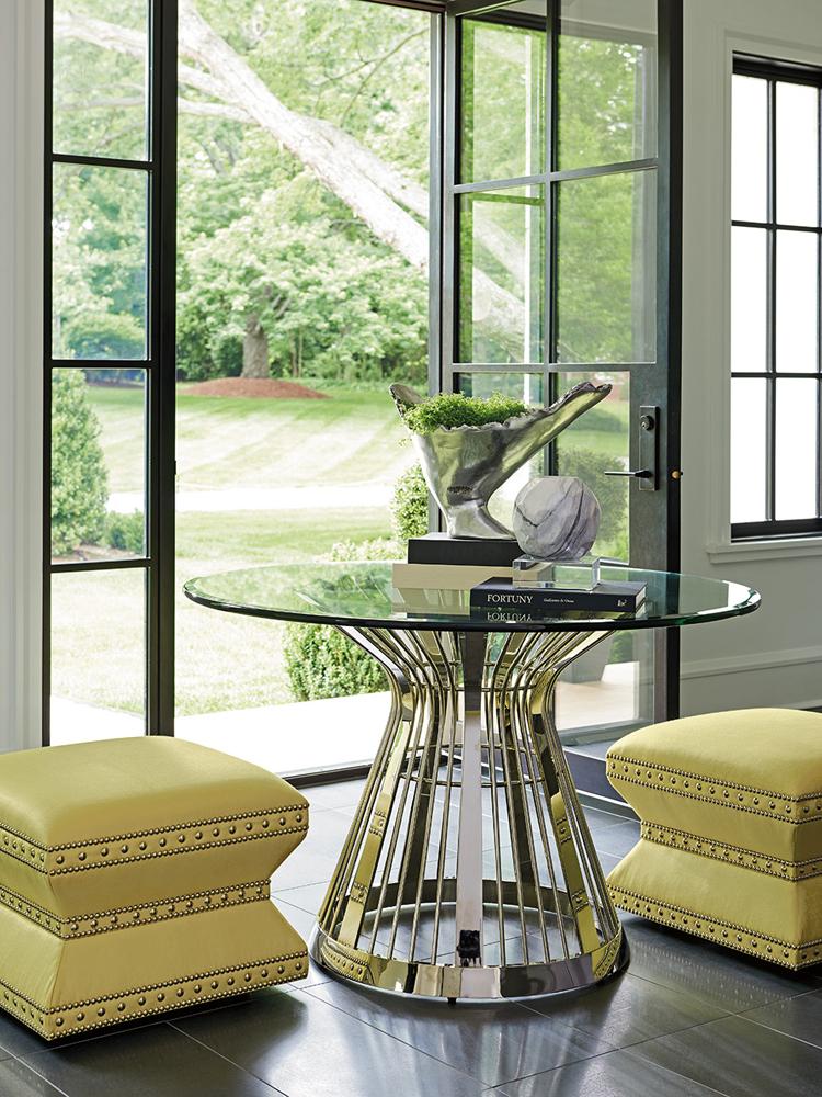 Lexington - Ariana Riviera 48in Round Glass Top Dining Table With Base In Platinum Finish - 732-875-48C veiw 2