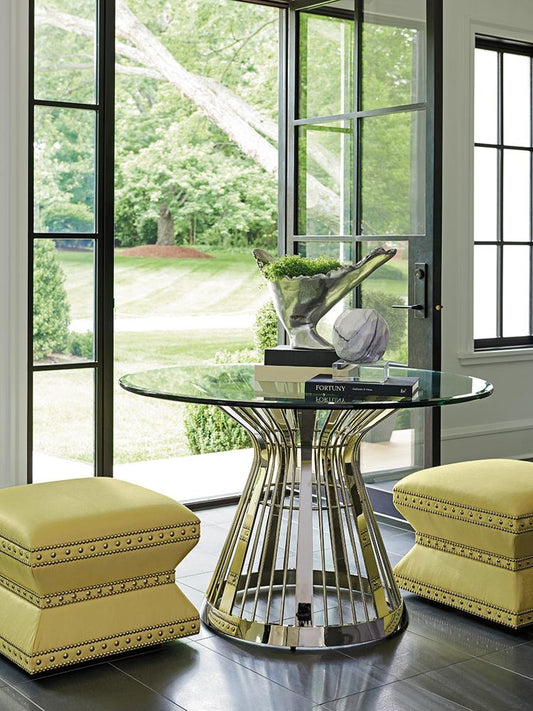 Lexington - Ariana Riviera 48in Round Glass Top Dining Table With Base In Platinum Finish - 732-875-48C veiw 2