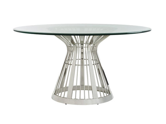 Lexington - Ariana Riviera 60in Round Glass Top Dining Table With Base In Platinum Finish - 732-875-60C veiw 1