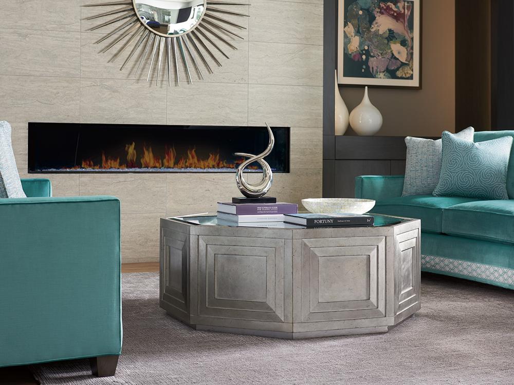 Lexington - Ariana Rochelle Octagonal Cocktail Table With Mirrored Top And Silver Leaf Finish - 733-947 veiw 2