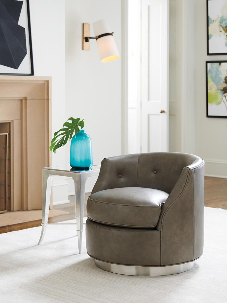 Lexington - Avondale Piper Leather Swivel Chair, Brushed Pewter - LL7238-11SW-40 veiw 3