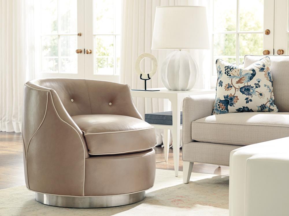 Lexington - Avondale Roberston Leather Swivel Chair, Brushed Pewter - LL7239-11SW-40 veiw 3