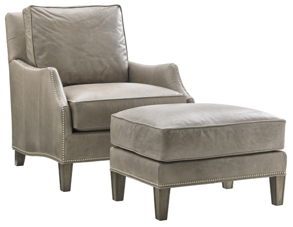 Lexington - Kensington Place Ashton Leather Ottoman Gray - LL7118-44-40 veiw 2