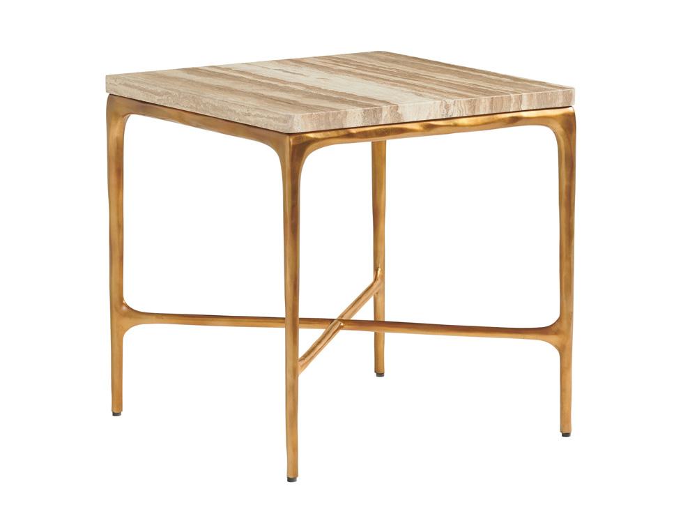 Lexington - Silverado Menlo Park Metal End Table With Stone Top, Montecito - 740-955 veiw 1