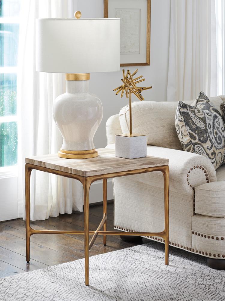Lexington - Silverado Menlo Park Metal End Table With Stone Top, Montecito - 740-955 veiw 2