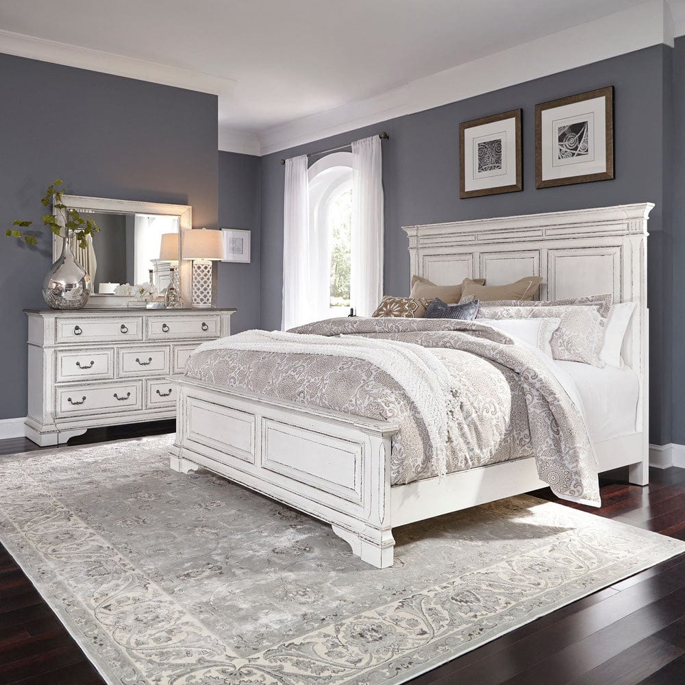 Liberty Furniture - Abbey Park - King California Panel Bed, Dresser & Mirror in White - 520-BR-CPBDM view 1