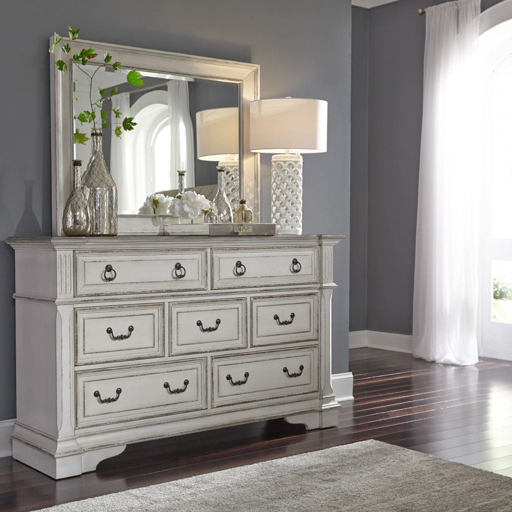 Liberty Furniture - Abbey Park - King California Panel Bed, Dresser & Mirror in White - 520-BR-CPBDM view 2