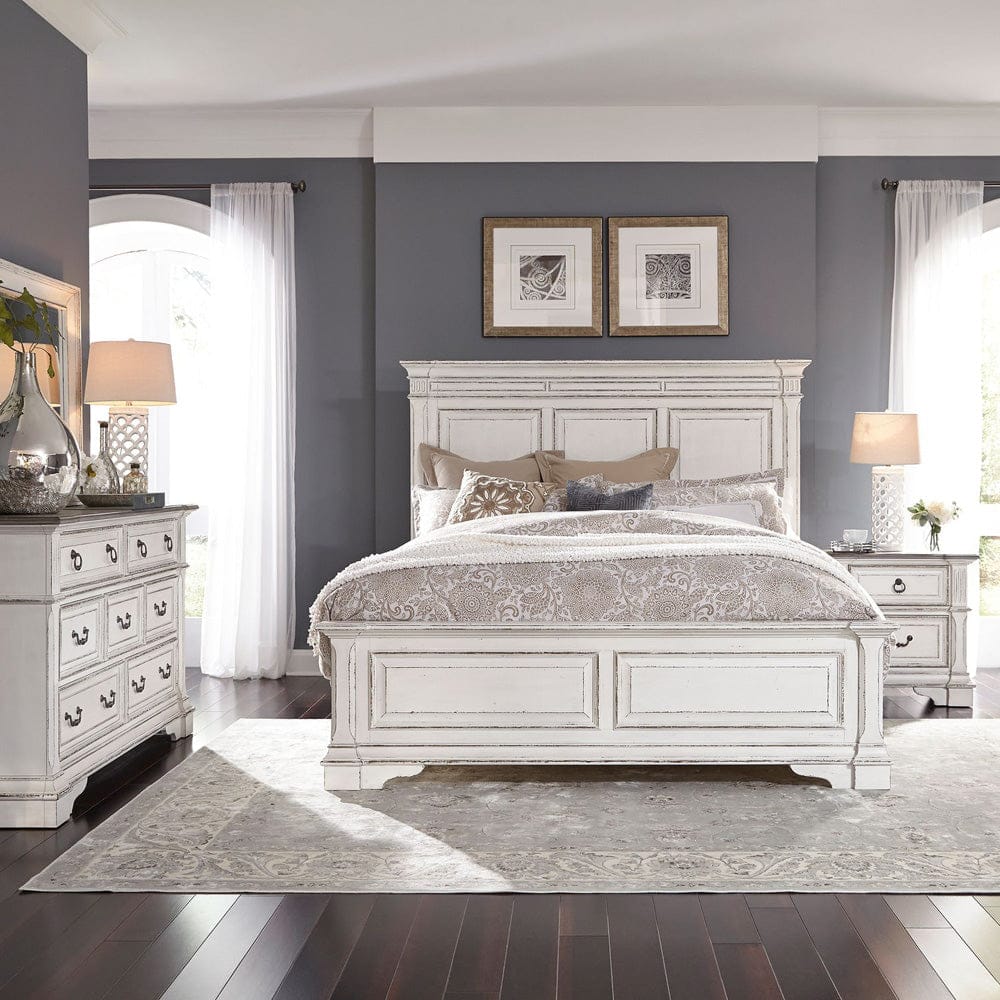 Liberty Furniture - Abbey Park - King California Panel Bed, Dresser & Mirror, Night Stand in White - 520-BR-CPBDMN view 1