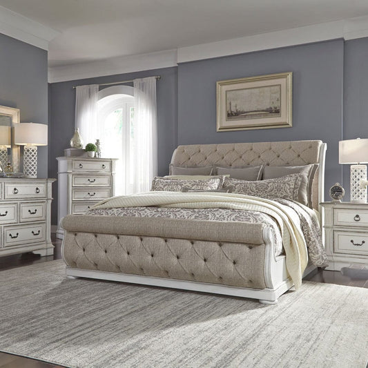 Liberty Furniture - Abbey Park - King California Sleigh Bed, Dresser & Mirror, Chest, Night Stand in White - 520-BR-CSLDMCN view 1