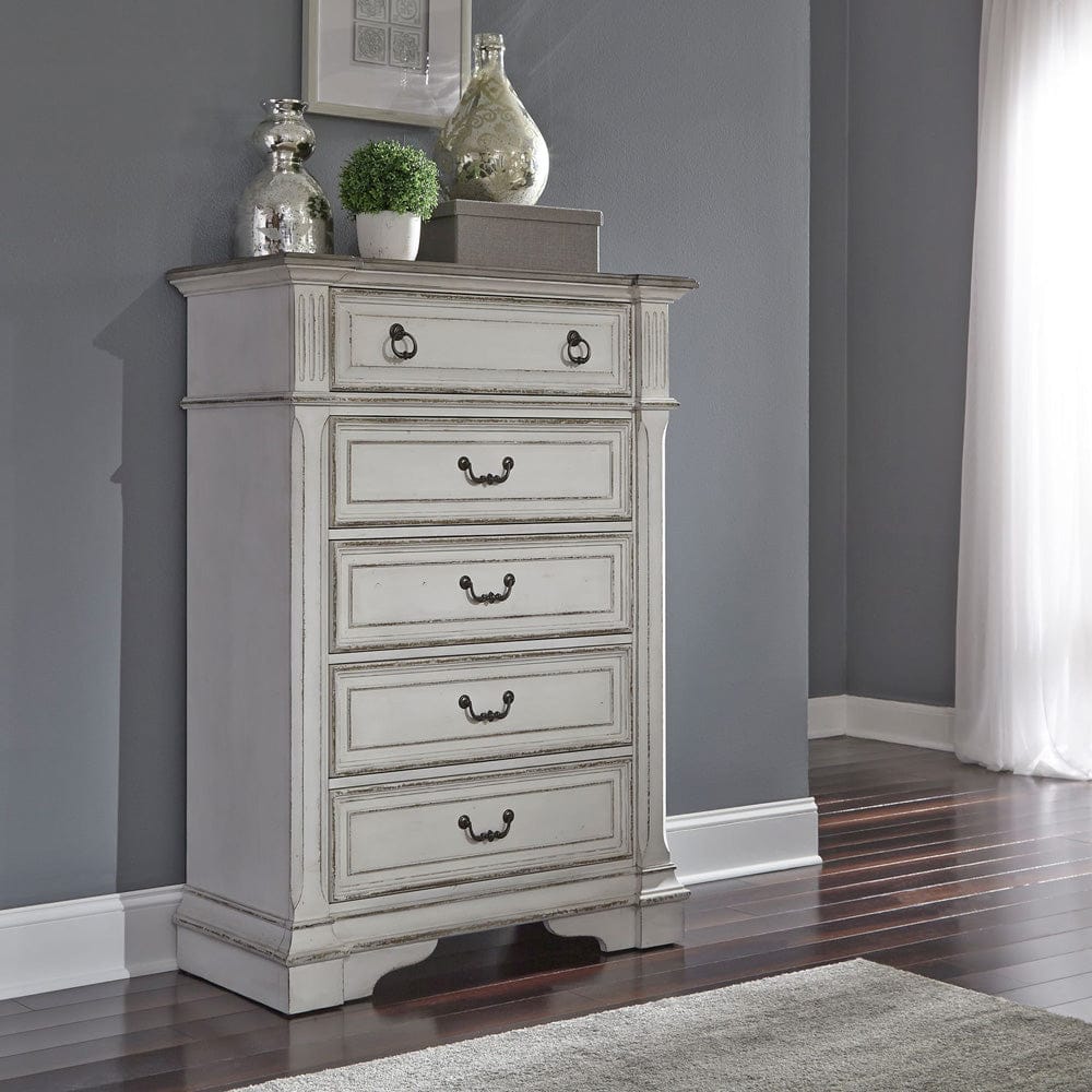 Liberty Furniture - Abbey Park - King California Sleigh Bed, Dresser & Mirror, Chest, Night Stand in White - 520-BR-CSLDMCN view 6