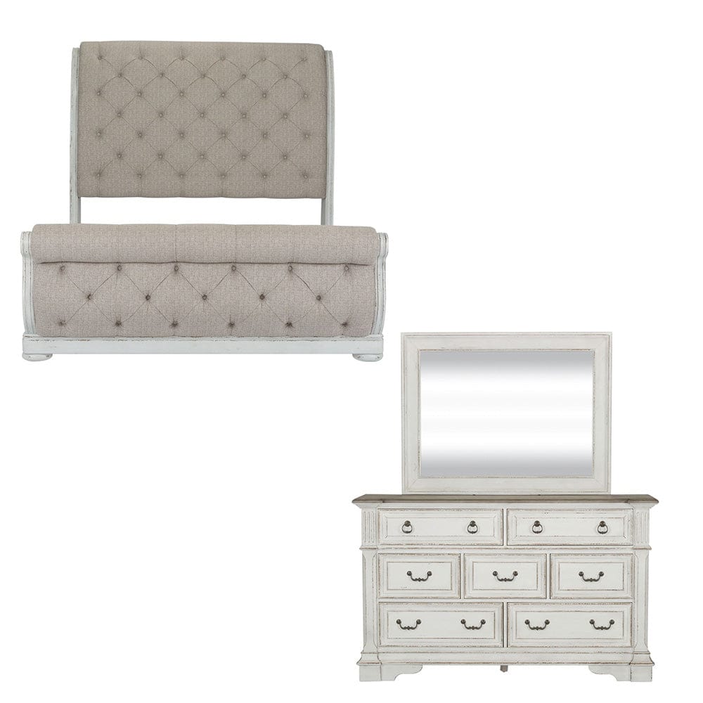 Liberty Furniture - Abbey Park - King California Sleigh Bed, Dresser & Mirror in White - 520-BR-CSLDM view 1