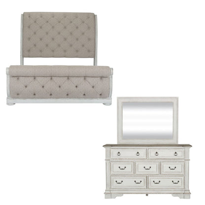 Liberty Furniture - Abbey Park - King California Sleigh Bed, Dresser & Mirror in White - 520-BR-CSLDM view 1
