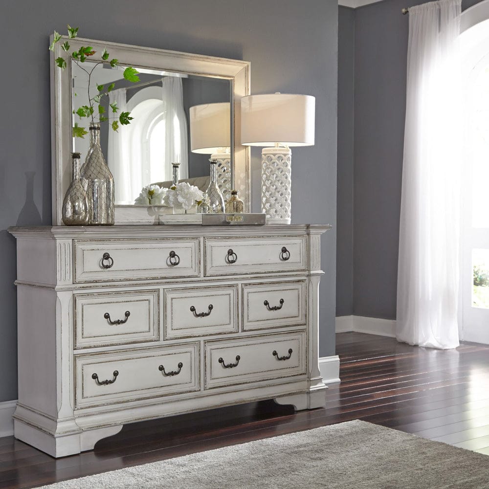 Liberty Furniture - Abbey Park - King California Sleigh Bed, Dresser & Mirror in White - 520-BR-CSLDM view 3