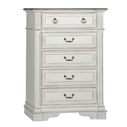 Liberty Furniture - Abbey Park - King Panel Bed, Dresser & Mirror, Chest in White - 520-BR-KPBDMC view 4