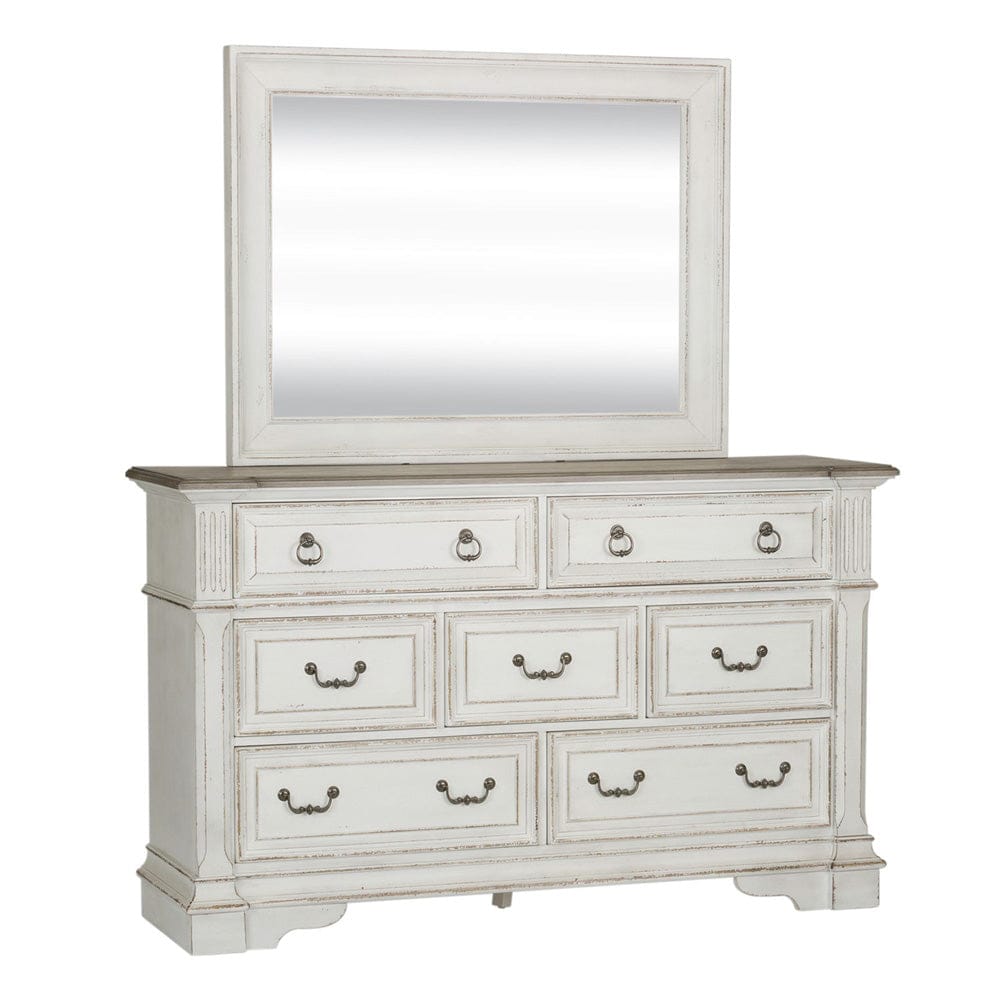 Liberty Furniture - Abbey Park - King Panel Bed, Dresser & Mirror in White - 520-BR-KPBDM view 3