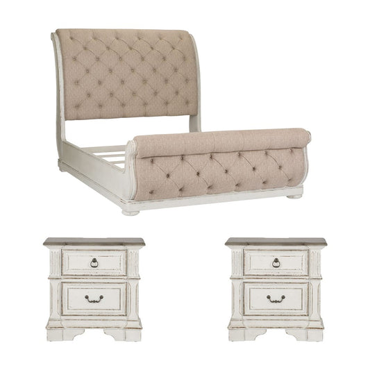 Liberty Furniture - Abbey Park King Uph Sleigh Bed, 2 Night Stands - 520-BR-KUSL2NS view 1