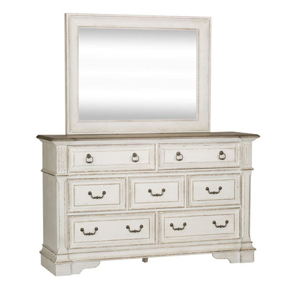 Liberty Furniture - Abbey Park - King Uph Sleigh Bed, Dresser & Mirror, Chest in White - 520-BR-KUSLDMC view 3