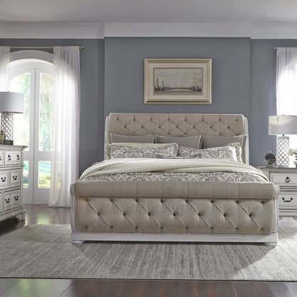 Liberty Furniture - Abbey Park - King Uph Sleigh Bed, Dresser & Mirror, Night Stand in White - 520-BR-KUSLDMN view 1