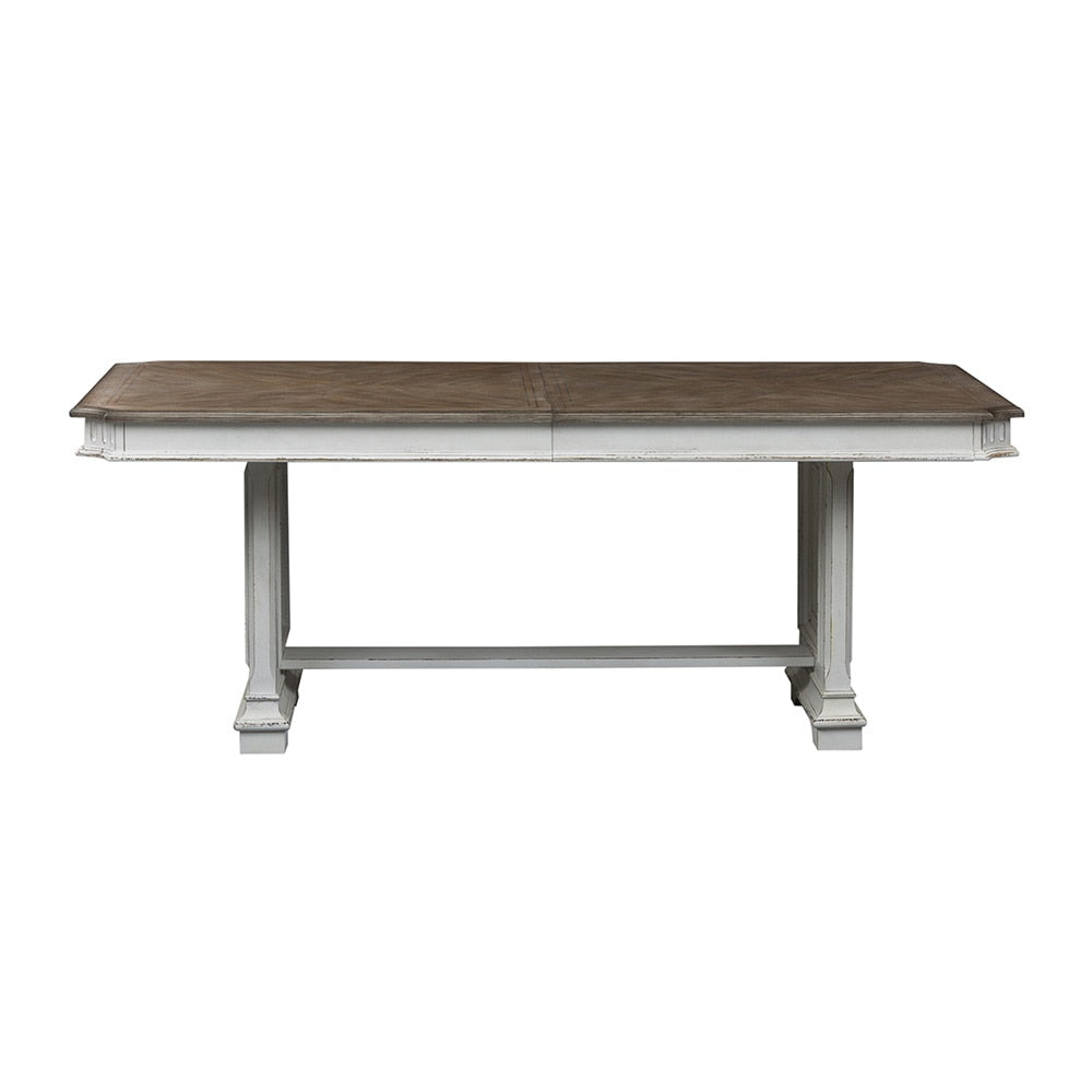 Liberty Furniture - Abbey Park Trestle Table in Antique White & Weathered Brown - 520-DR-TRS veiw 3