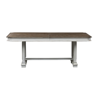 Liberty Furniture - Abbey Park Trestle Table in Antique White & Weathered Brown - 520-DR-TRS veiw 3