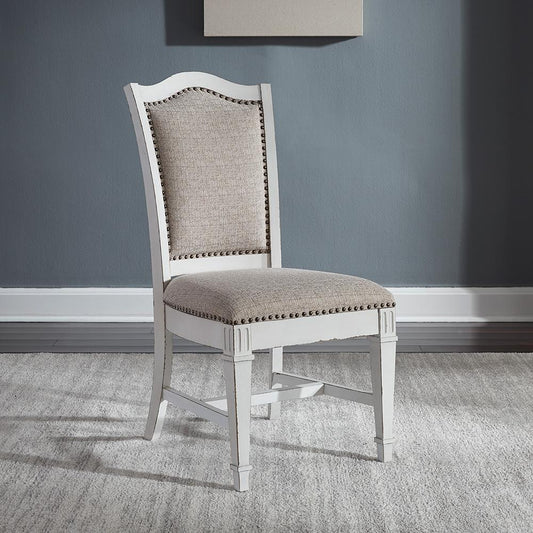 Liberty Furniture - Abbey Park Upholstered Side Chair  in Antique White & Weathered Brown - 520-C6501S veiw 1