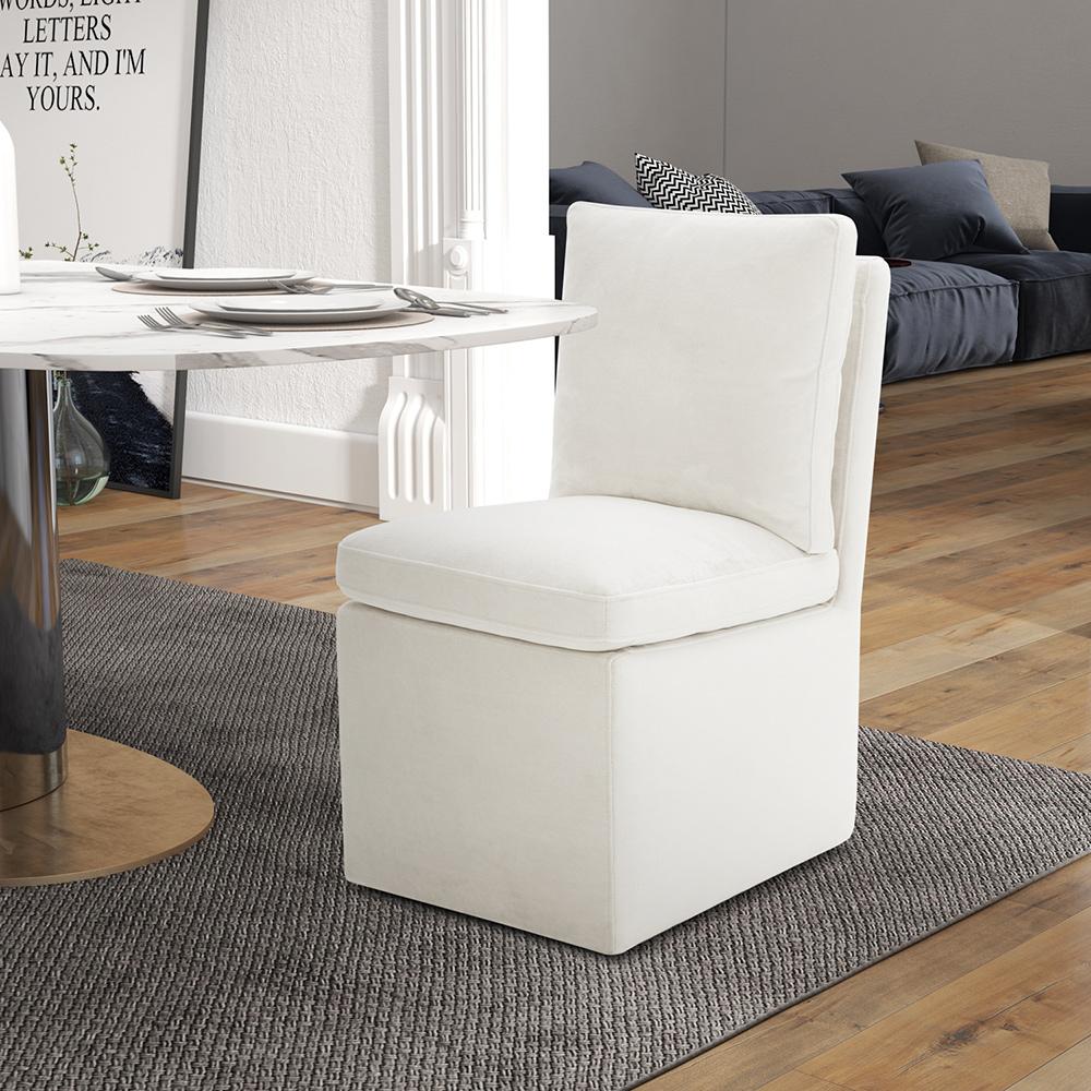 Liberty Furniture - Accent Dining Accent Dining Chair w/ Casters - Ivory in Ivory, Sapphire, Truffle, & Wicker Fabric - 733-ADC90-IV veiw 1