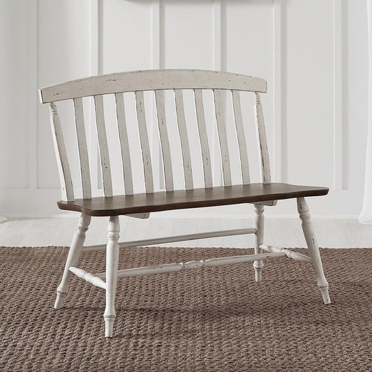 Liberty Furniture - Al Fresco Slat Back Bench  in Graphite & Whitestone - 741-C9000B veiw 1