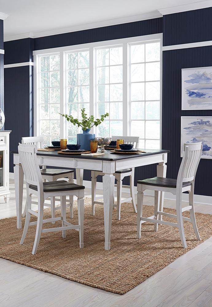 Liberty Furniture - Allyson Park 5 Piece Gathering Table Set  in Wirebrushed White w/ Charcoal Tops - 417-DR-5GTS veiw 1