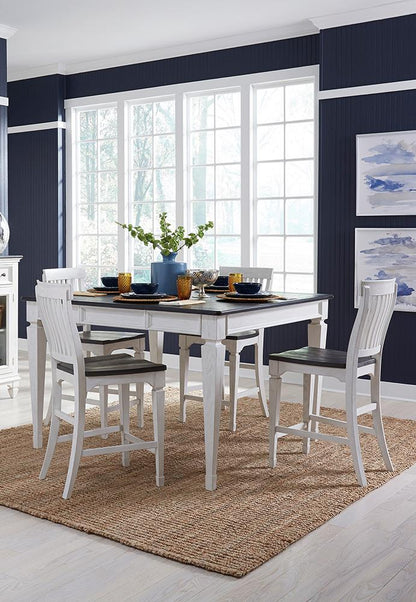 Liberty Furniture - Allyson Park 5 Piece Gathering Table Set  in Wirebrushed White w/ Charcoal Tops - 417-DR-5GTS veiw 1