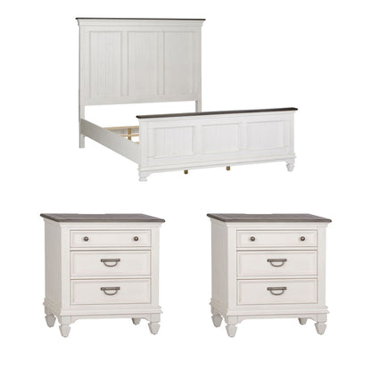 Liberty Furniture - Allyson Park King Panel Bed, 2 Nightstands - 417-BR-KPB2NS view 1