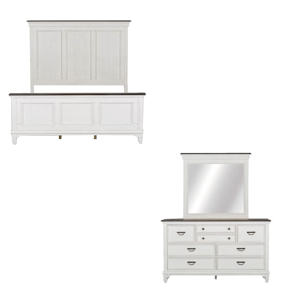 Liberty Furniture - Allyson Park - King Panel Bed, Dresser & Mirror in White - 417-BR-KPBDM view 1