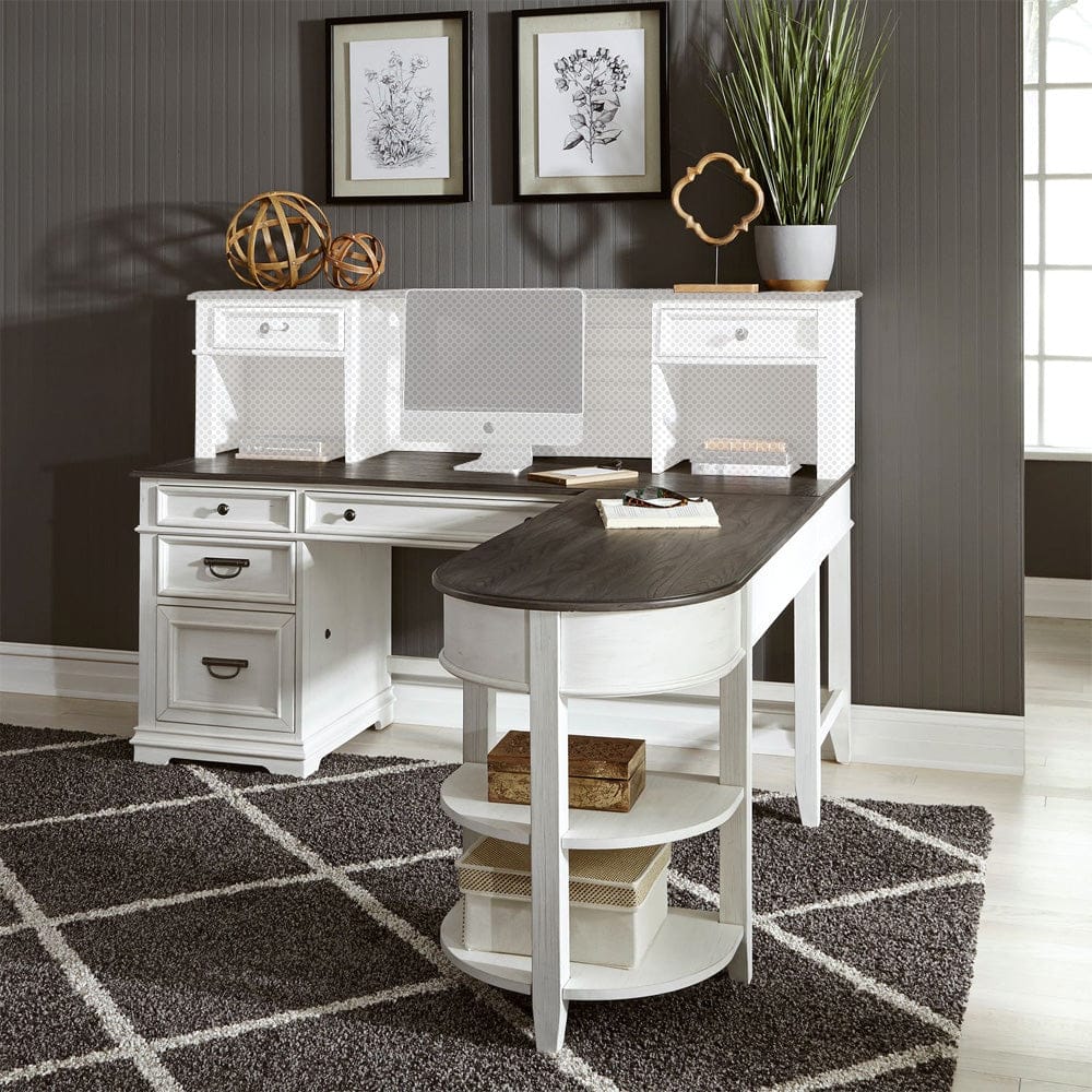 Liberty Furniture - Allyson Park - Opt L Shaped Desk Set in White - 417-HOJ-OLSD view 2