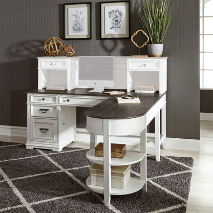 Liberty Furniture - Allyson Park - Opt L Shaped Desk Set in White - 417-HOJ-OLSD view 2