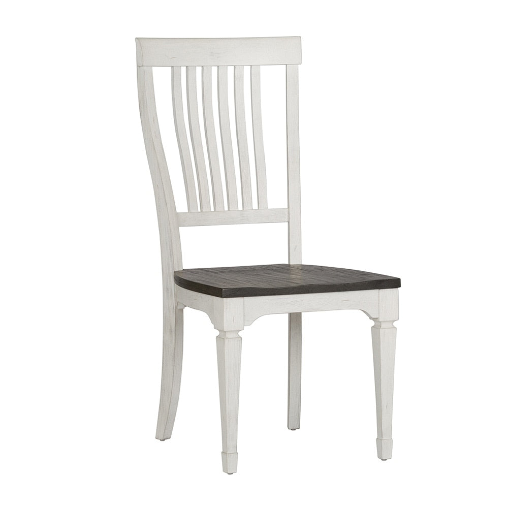 Liberty Furniture - Allyson Park Slat Back Side Chair  in Wirebrushed White w/ Charcoal Tops - 417-C1500S veiw 2