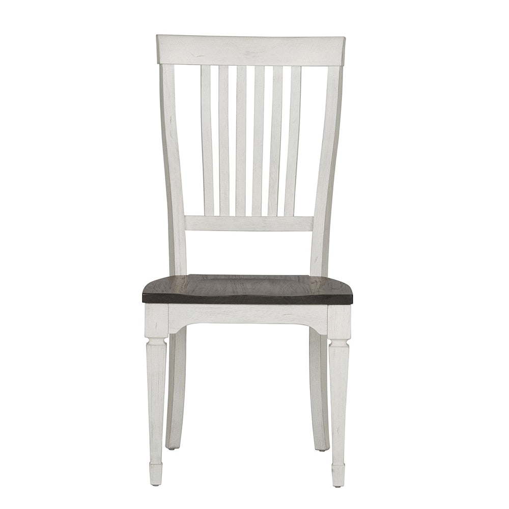 Liberty Furniture - Allyson Park Slat Back Side Chair  in Wirebrushed White w/ Charcoal Tops - 417-C1500S veiw 3