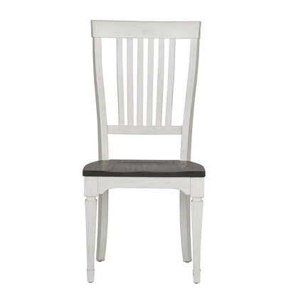 Liberty Furniture - Allyson Park Slat Back Side Chair  in Wirebrushed White w/ Charcoal Tops - 417-C1500S veiw 3